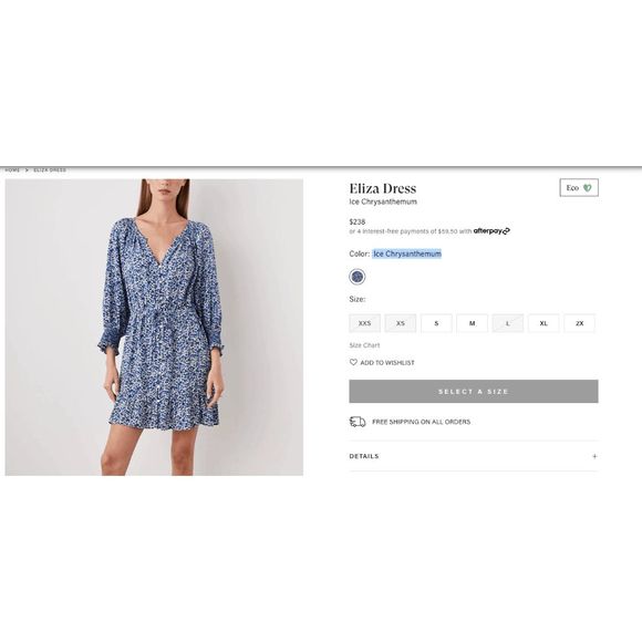 Rails NWT Eliza Drawstring Waist Dress "Ice Chrysanthemum", Size Medium, MP $238 - Picture 2 of 9